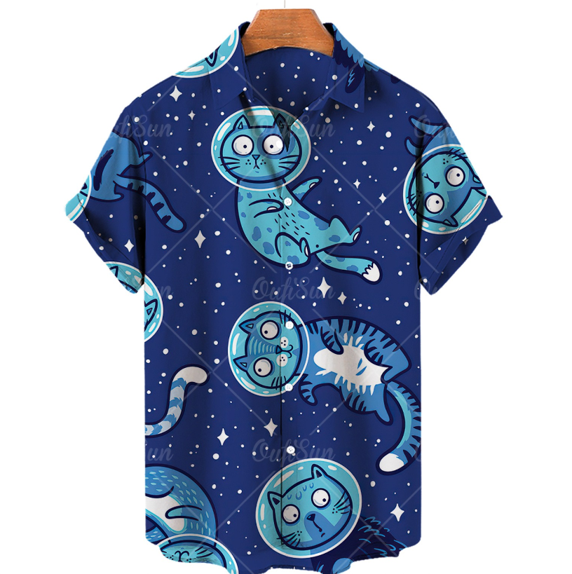 Chemise de chat hawaïen imprimée 3D