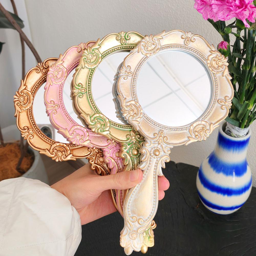 Rétro Résine Cosmétiques Poignée Miroir