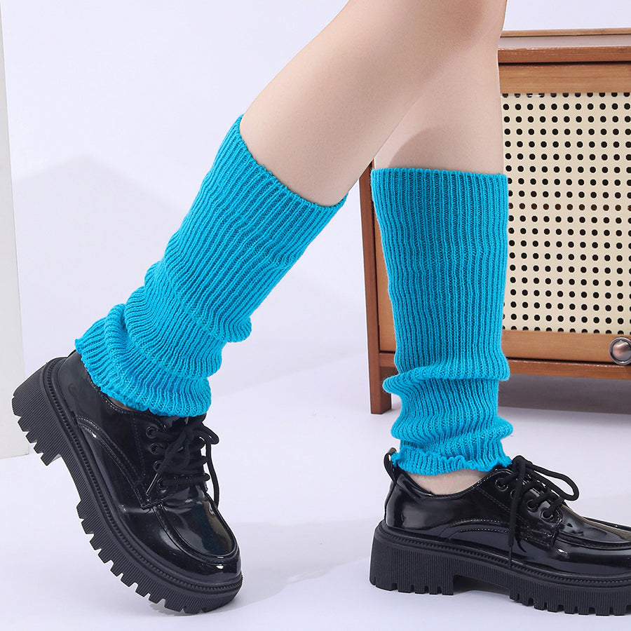 Hiver Mode Ribbed Knitted Vente Harajuku Neon Chaussettes longues Hiver Botte Gaiters Clubwear W