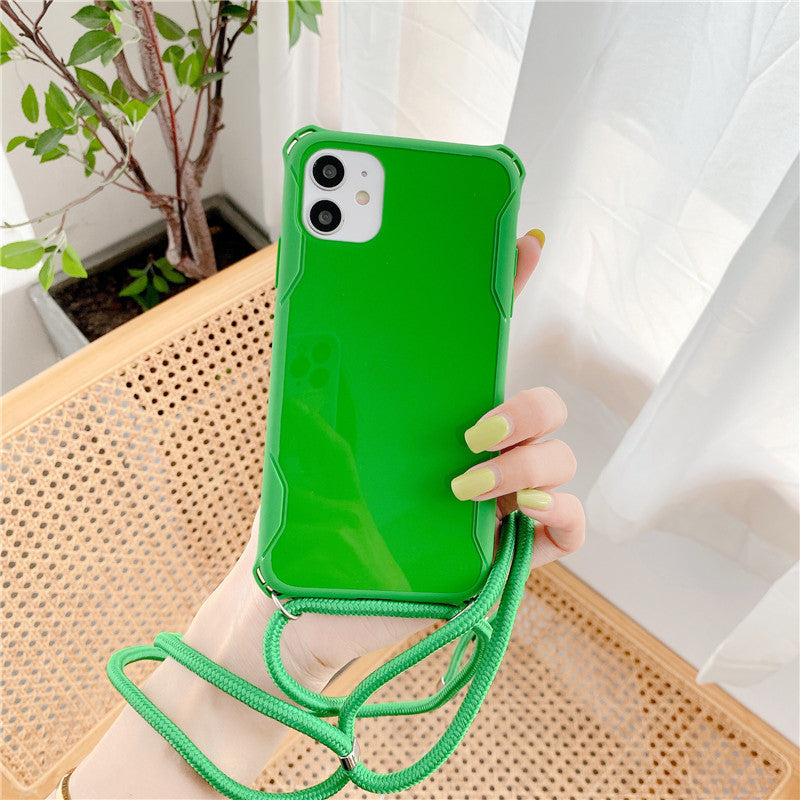 Coque de téléphone souple Lanyard de couleur solide simple