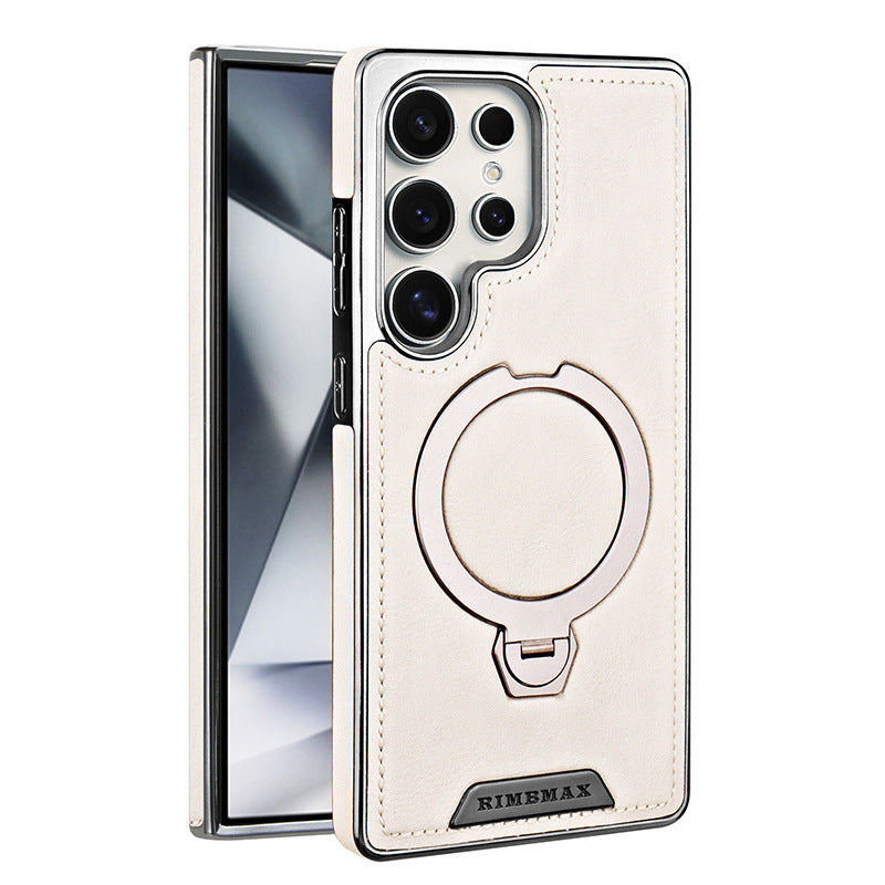 Étui de téléphone en cuir texturé à aspiration magnétique rotative à 360 degrés