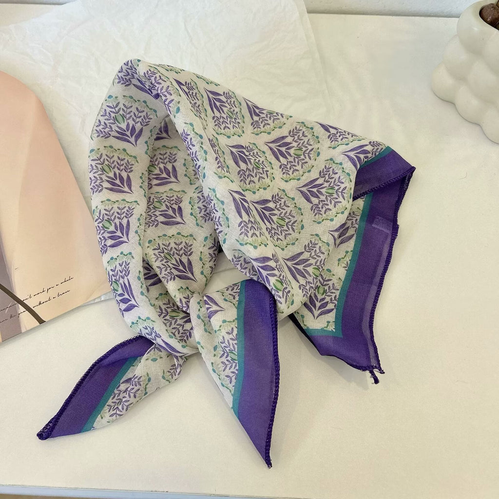 Écharpe carrée en coton et en coton de style coréen pour femmes