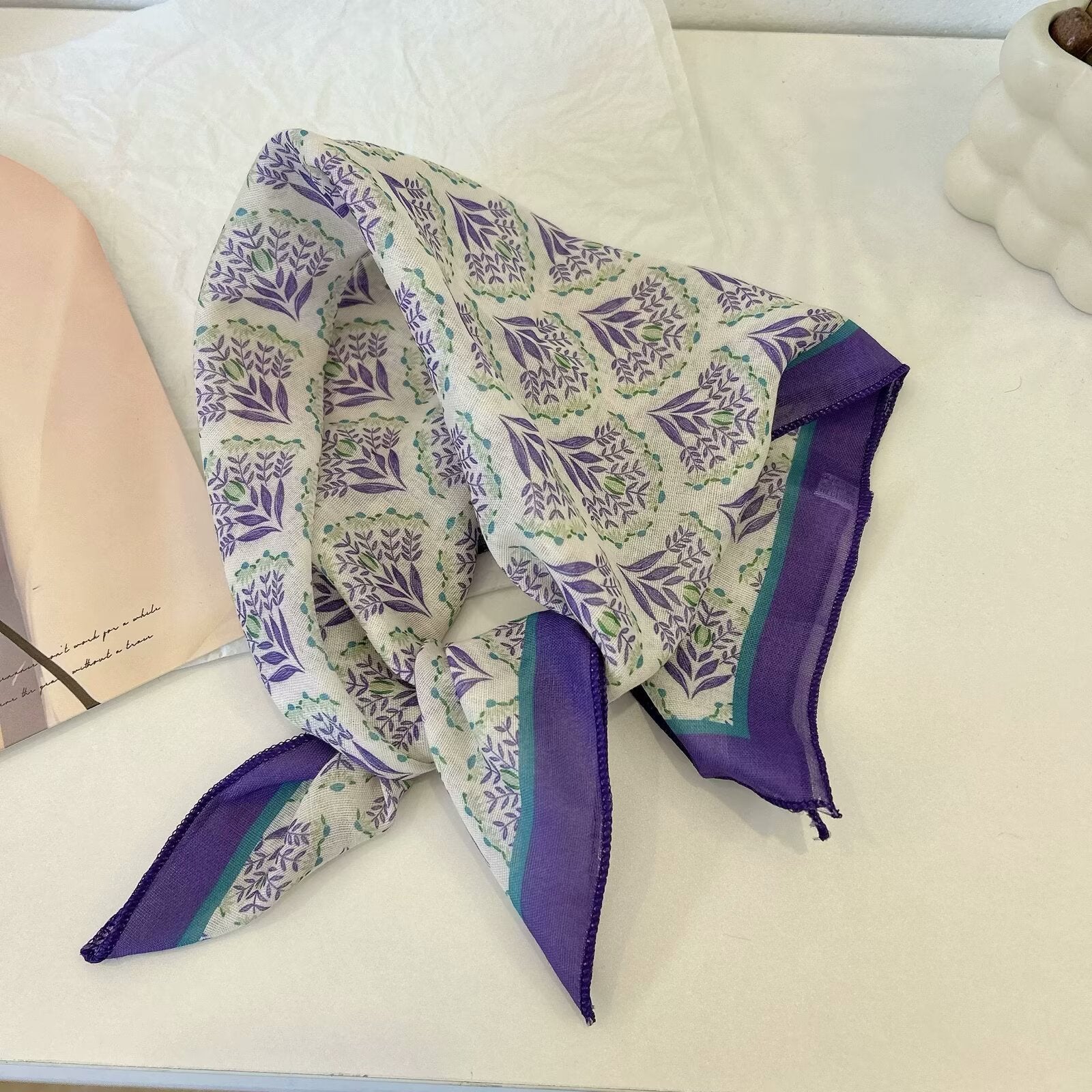 Écharpe carrée en coton et en coton de style coréen pour femmes