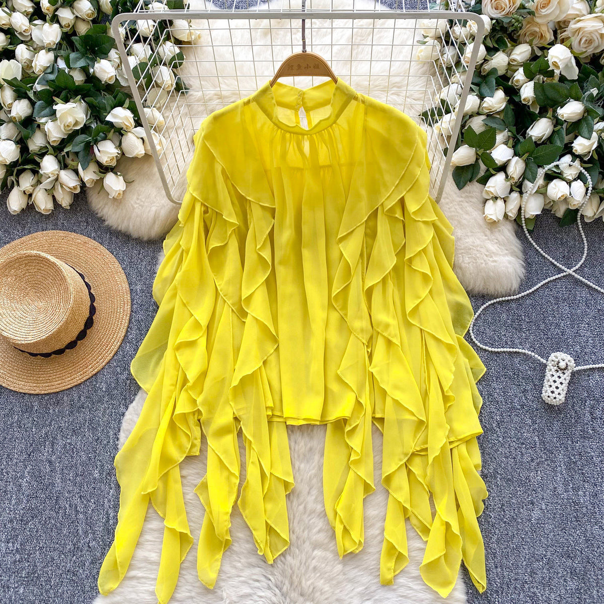 Haut de chemise en mousseline volante