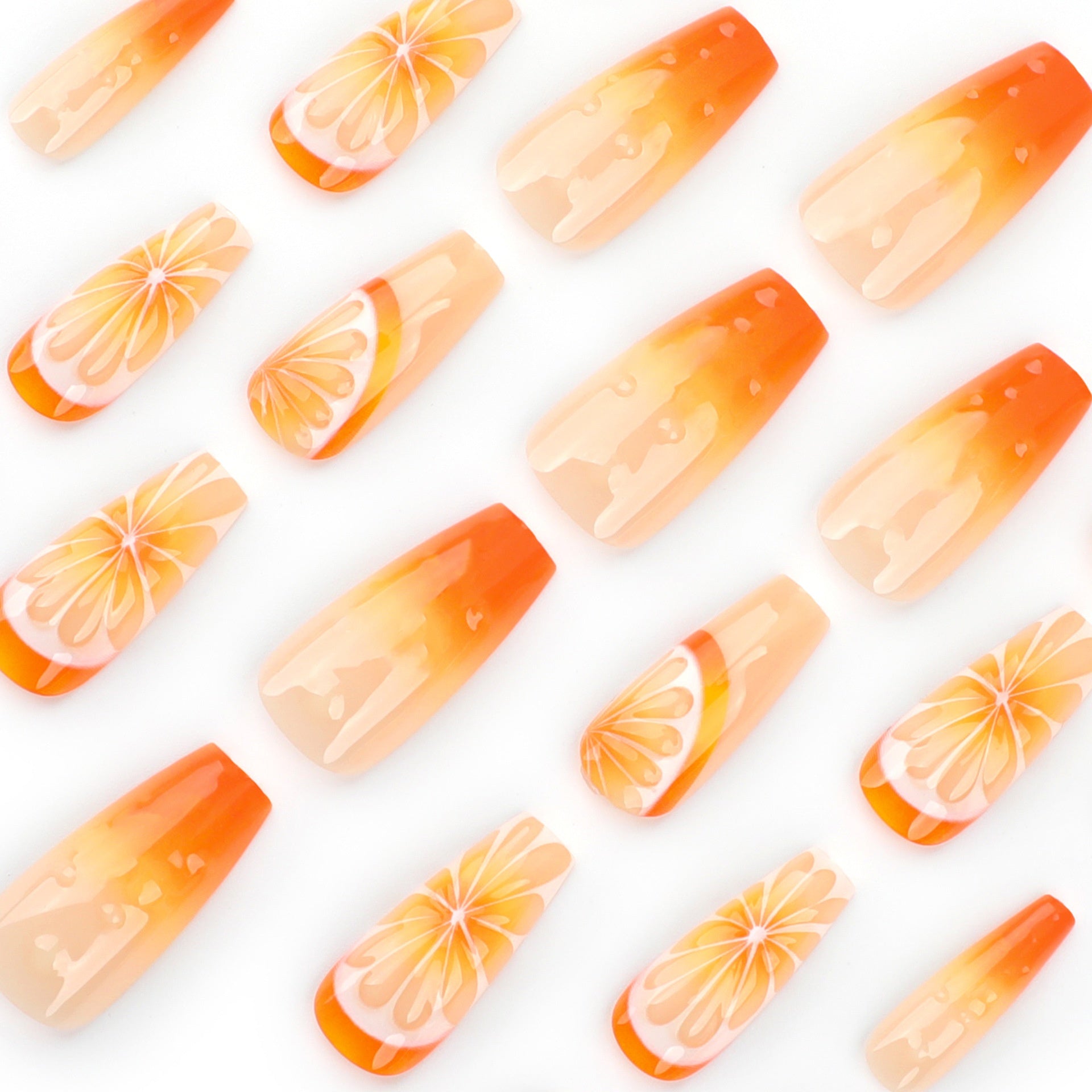 3D Fruit Orange Gradient Nails portables
