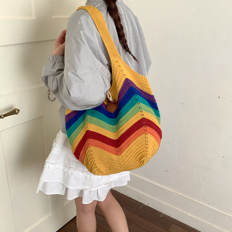 Summer Color-Block grande capacité meilleur-vendeur sous-arm-tote pour les femmes