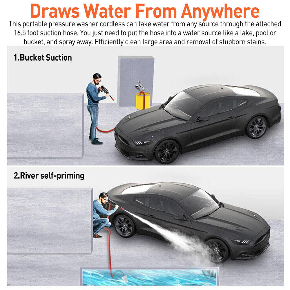 2 batterie sans fil de voiture W boîte de lavage à haute pression Jet de lavage d'eau