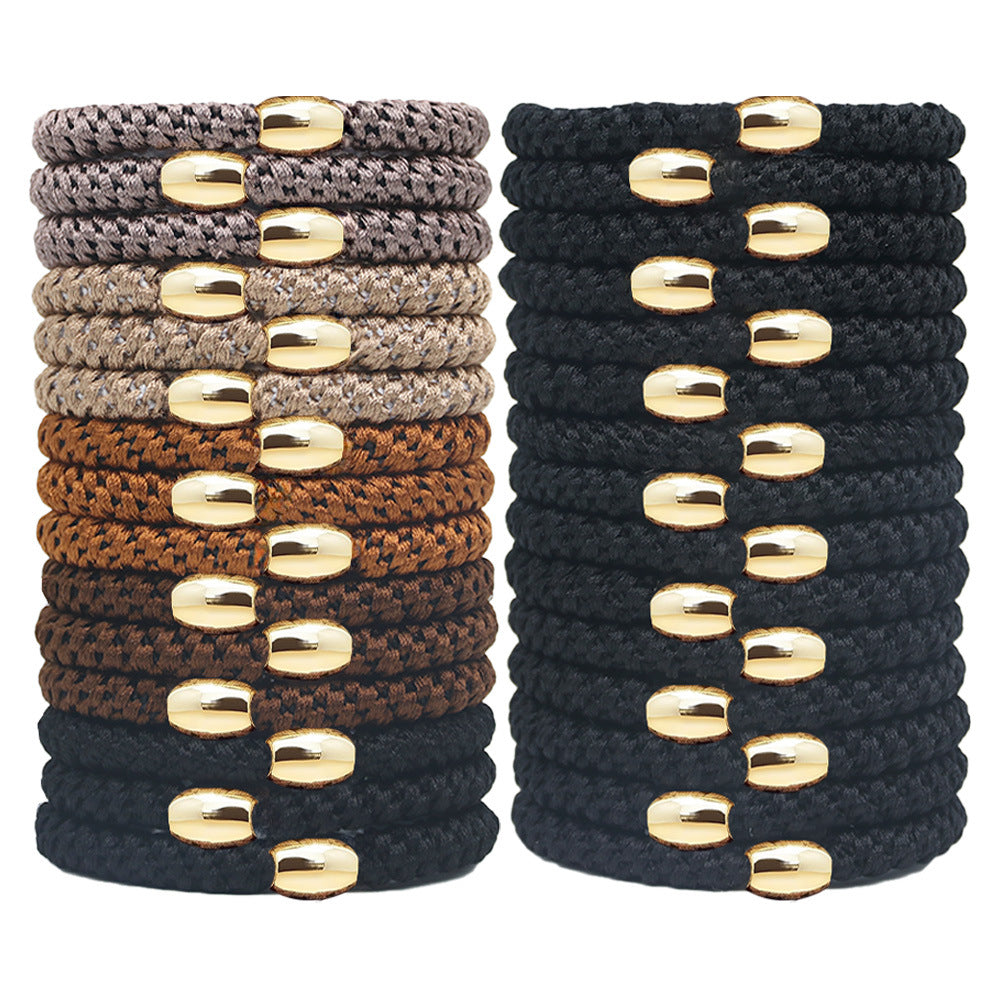 15 pièces Broderie fil Twist haute élastique bandes de cheveux en caoutchouc pour femmes bandes de cheveux corde H