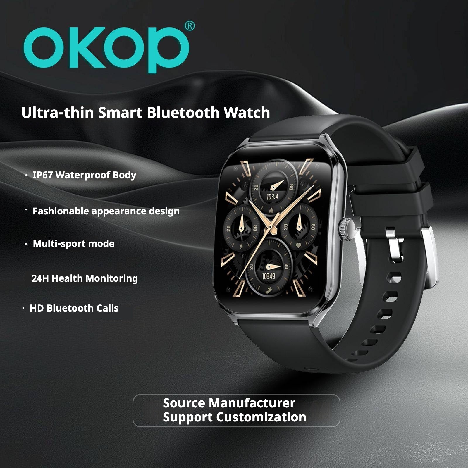 KP-S102 Smartwatch Bluetooth appelant moniteur de pression artérielle Pedometer Courbed Screen Narrow