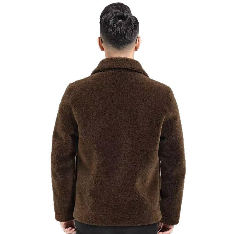 Veste Polo Collar à double face Veste en velours rembourré en une seule pièce pour homme