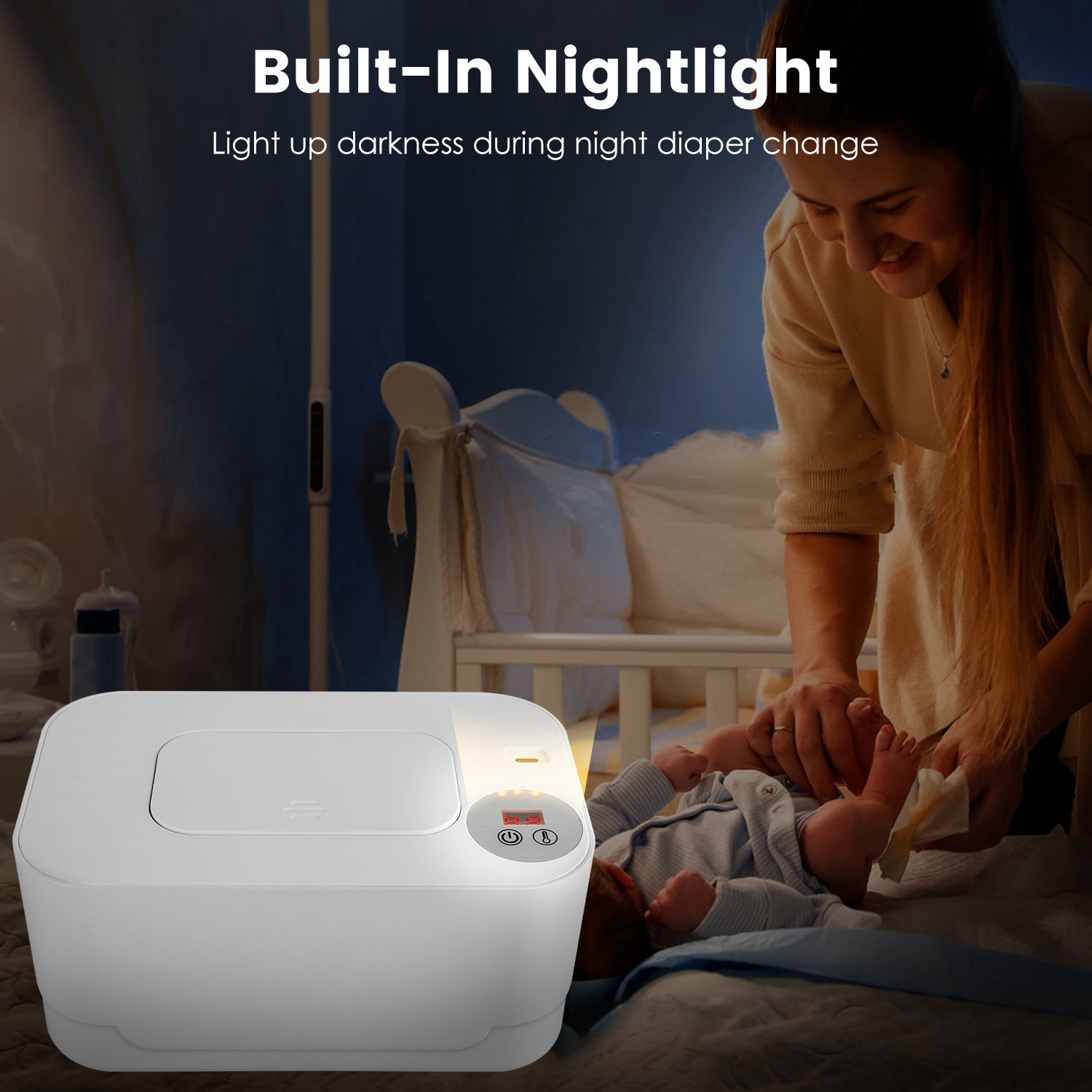 1Pc Baby Wipe Warmer avec 3 paramètres de température Type C Powered Baby Wipes Dispenser W