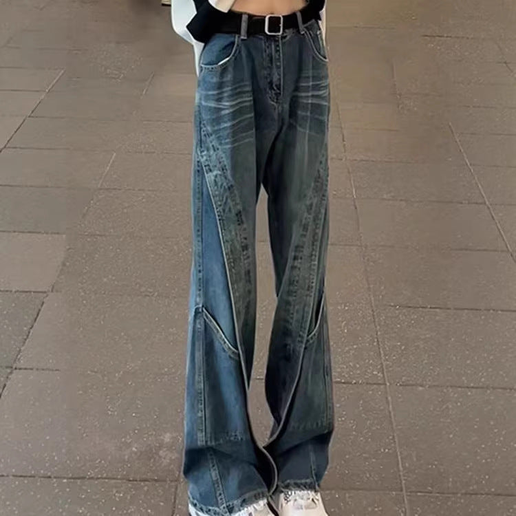 Jeans de patchwork bleu vintage pour hommes
