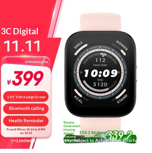 Dawn White 46mm Smartwatch avec l'oxygène du sang et la surveillance de la fréquence cardiaque