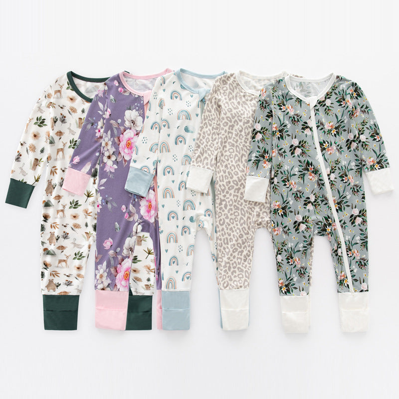 Jusheng Vêtements Commerce extérieur Bamboo Fibre de bébé combinaisons de saut au printemps et d'automne manches longues D