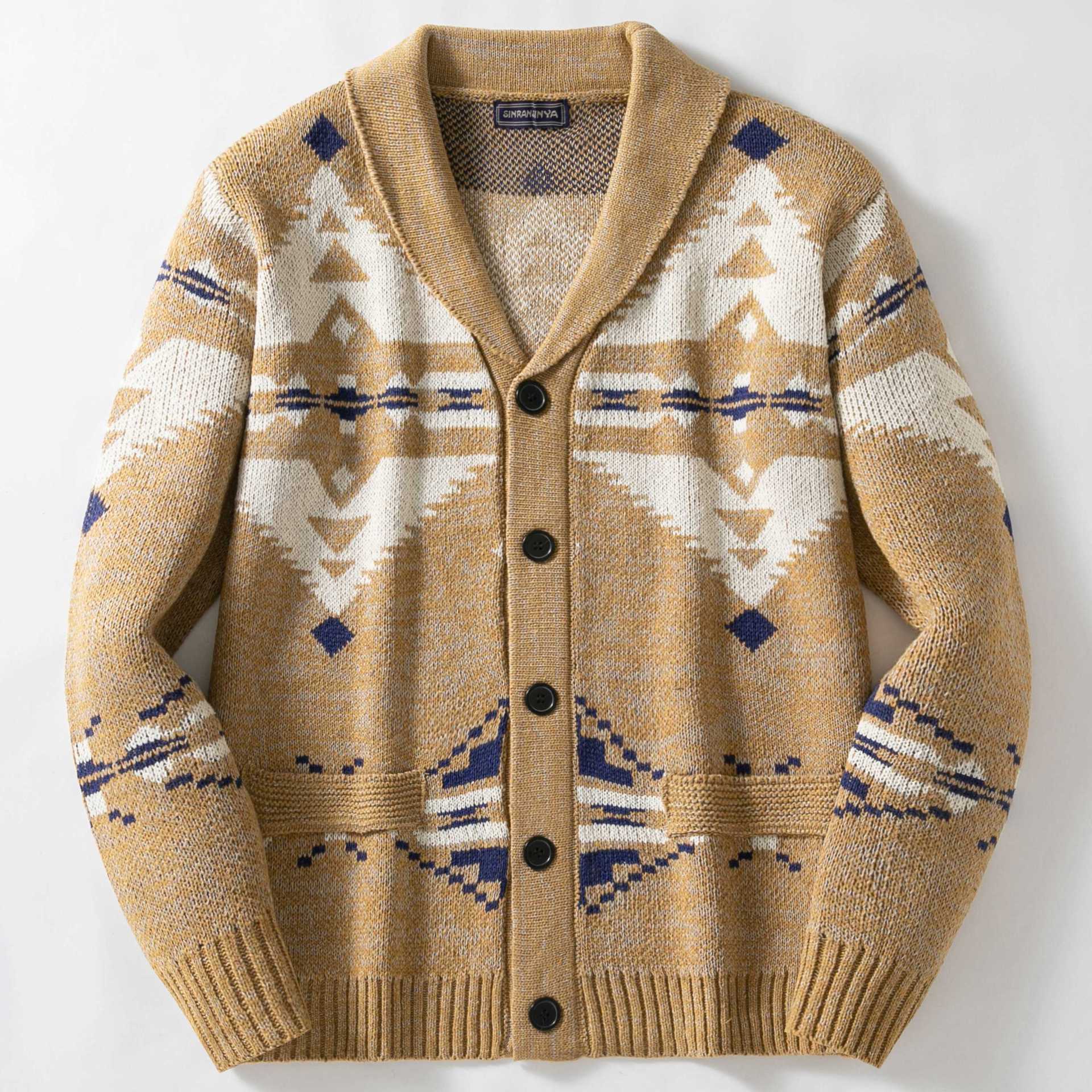 Mens Style ethnique Chandail en imitation avec un collier
