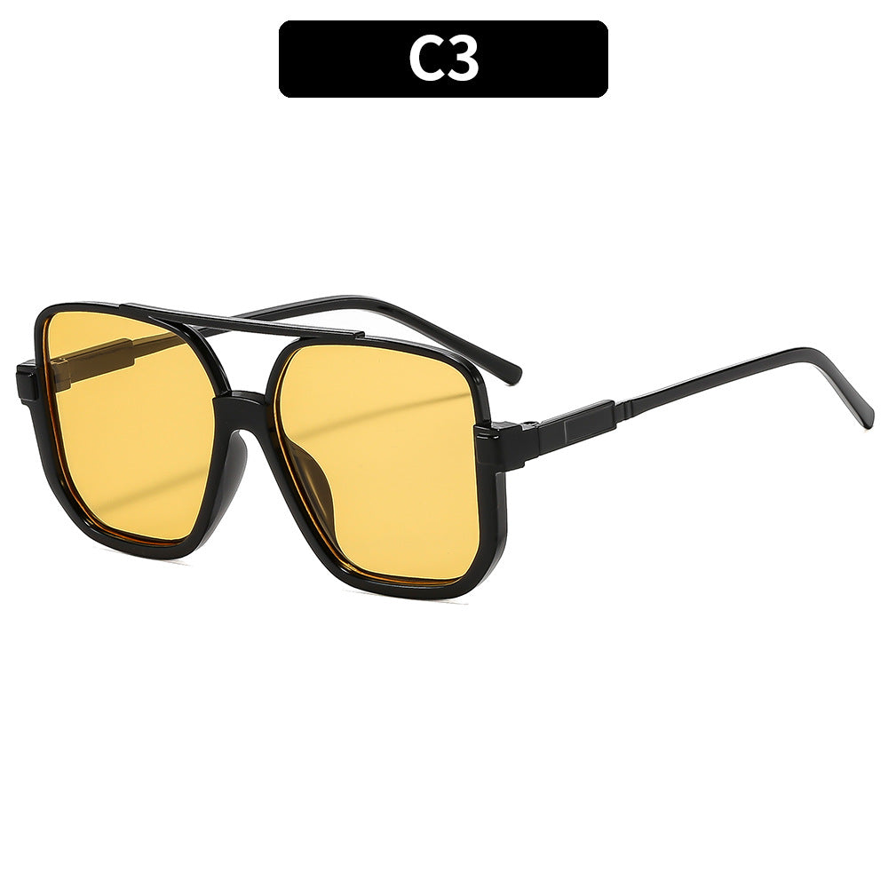 Y2K Chic Personnalité Double pont Lunettes de soleil semi-imprimées
