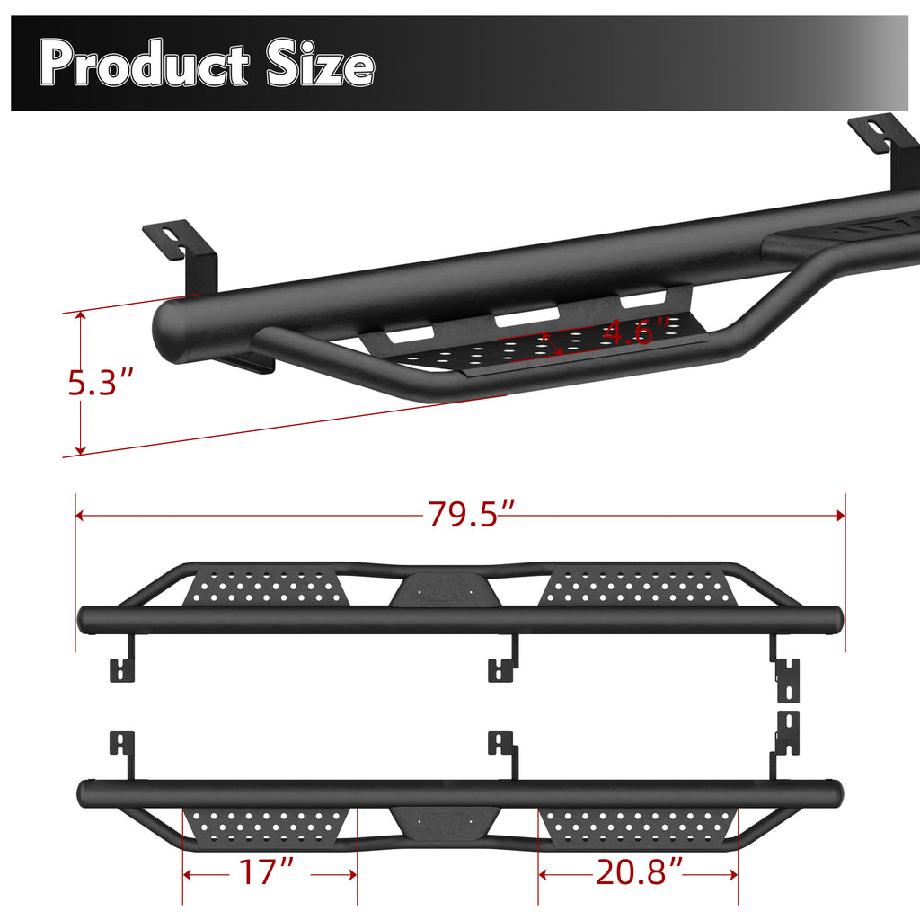 Planches de course pour 2005-2023 Toyota Tacoma 4 portes Double Cab Side Steps Barres