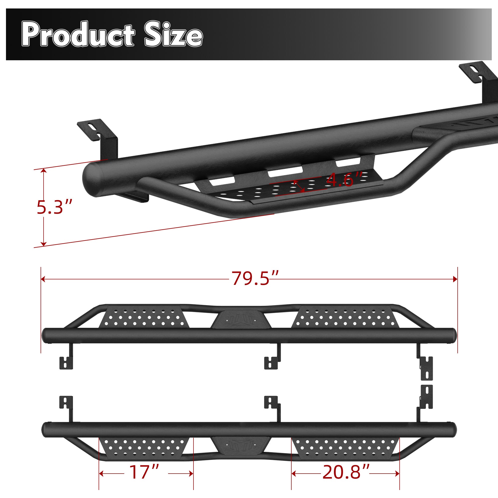 Planches de course pour 2005-2023 Toyota Tacoma 4 portes Double Cab Side Steps Barres