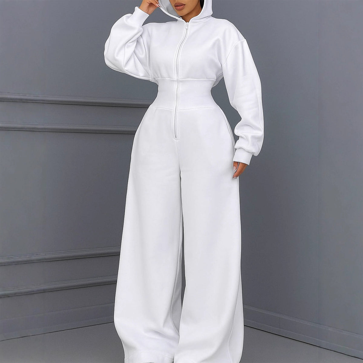 Costume à capuche Zip-up Stretch-waist