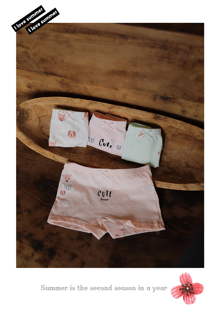 Slips de boxer en coton cartoon pour filles