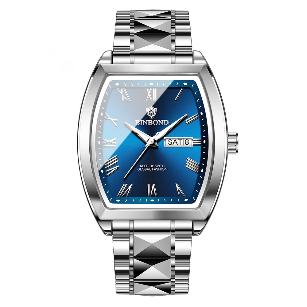 Dual Calendar pour hommes Montre à quartz lumineux