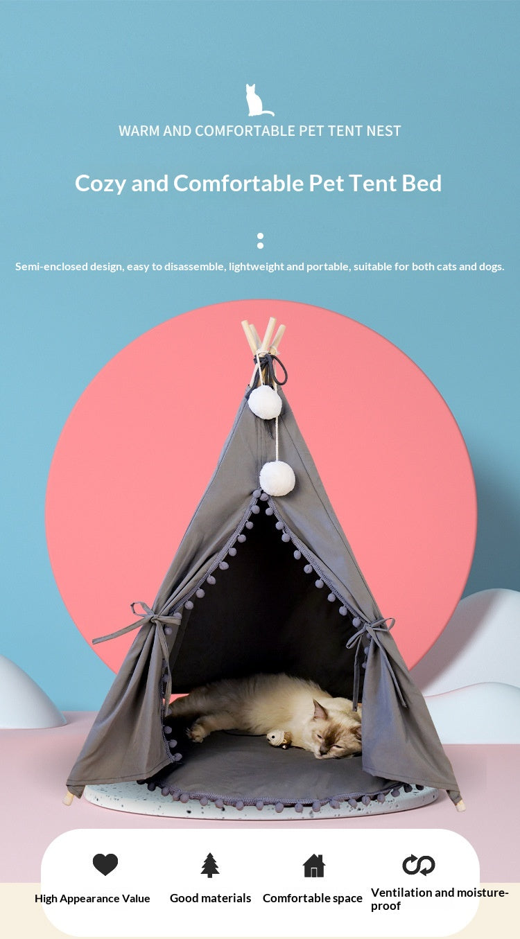 Lit de tente pliable tout-saison pour chats et chiens.