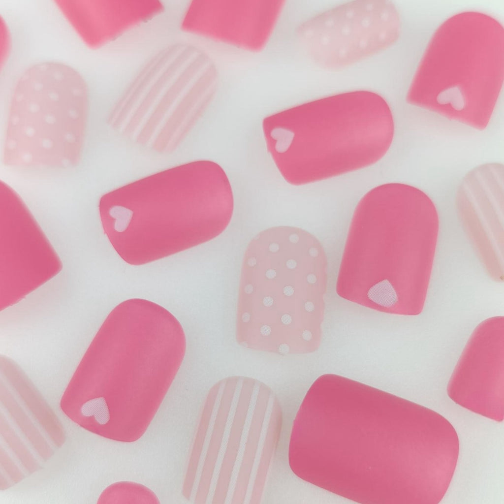 Bandes d'art à ongles carrées de style européen avec rayures et pois