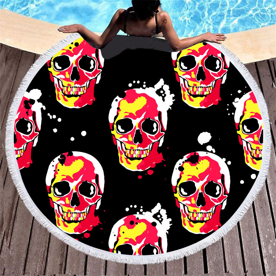 Imprimé crâne avec serviette de plage ronde