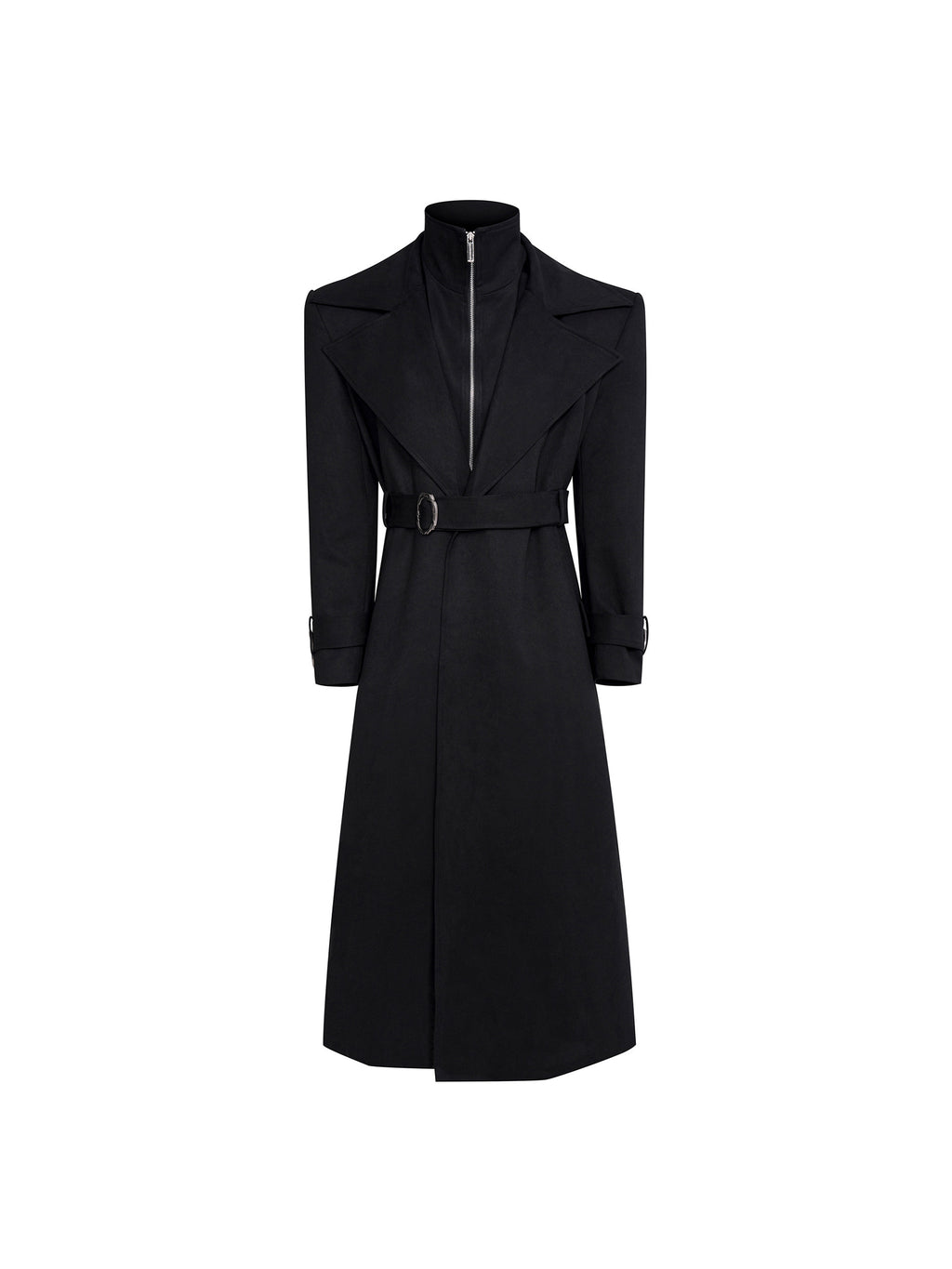 Homme Collier noir Stand-Up Quilté épais Faux Suede Coat