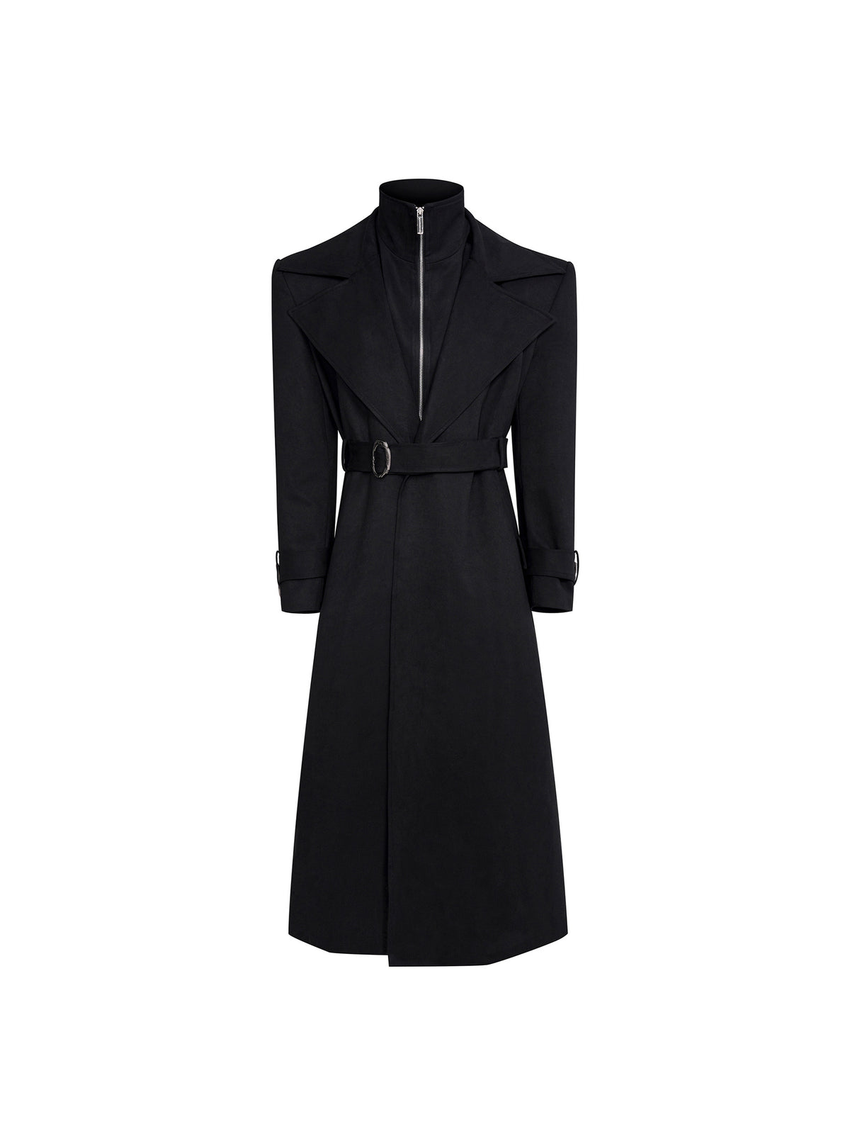 Homme Collier noir Stand-Up Quilté épais Faux Suede Coat