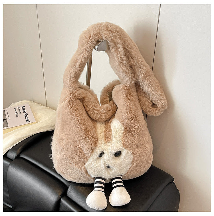 Mignon en peluche Cartoon Grande Capacité Sac à bandoulière pour les étudiants Crossover Versatile Ins K