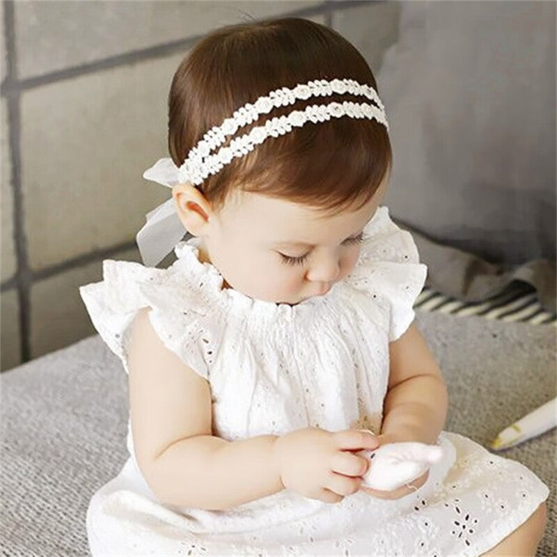 Bébé Filles Mignon Bow-noeud Bandeau de tête Soft Dentelle Bandeau de cheveux floral Nouveau-né Bébé Tout-petits Enfants
