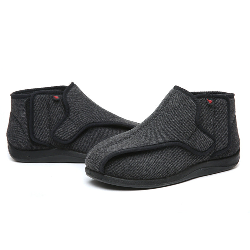 Tweed rayé avec de larges chaussures Velcro