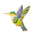 Drapeau et thème du soccer en métal de colibri peint