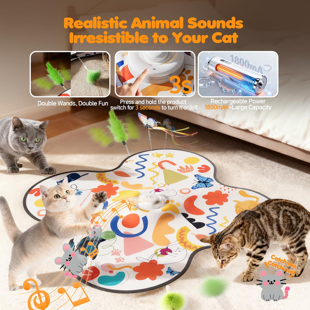 Jouet de chat interactif pour chats d'intérieur - Rechargeable Automatic Hide & Cherche avec Fluttering B