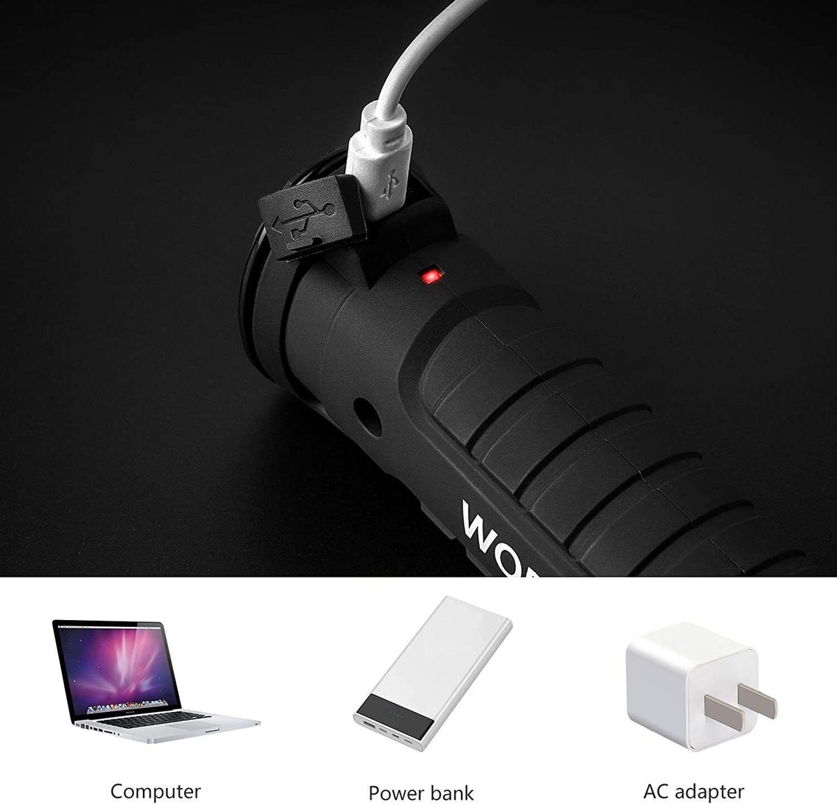2PCS 5Modes Magnetic Rechargeable COB LED RED Lampe de lumière de travail Folding Torch USA