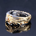 Dominateur homme Dragon Pattern Deux couleurs Zircon Strass Ring Mode Punk Hip Hop