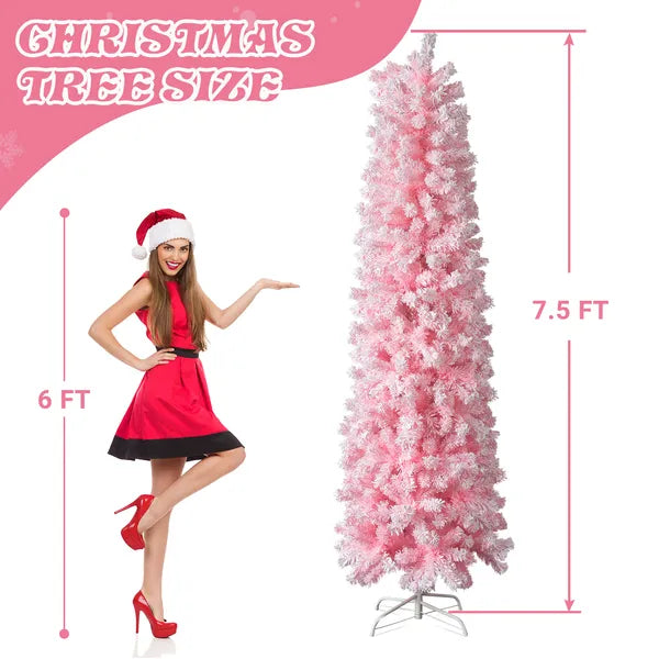 7.5 FT Arbre de Noël à charnières enneigées