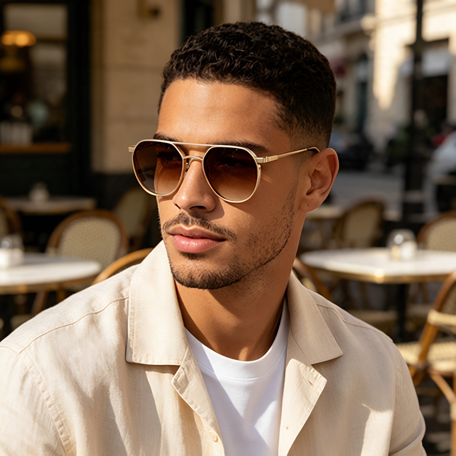 Verres de cadre ovale rétro Lunettes de soleil Aviateur double faisceau en métal