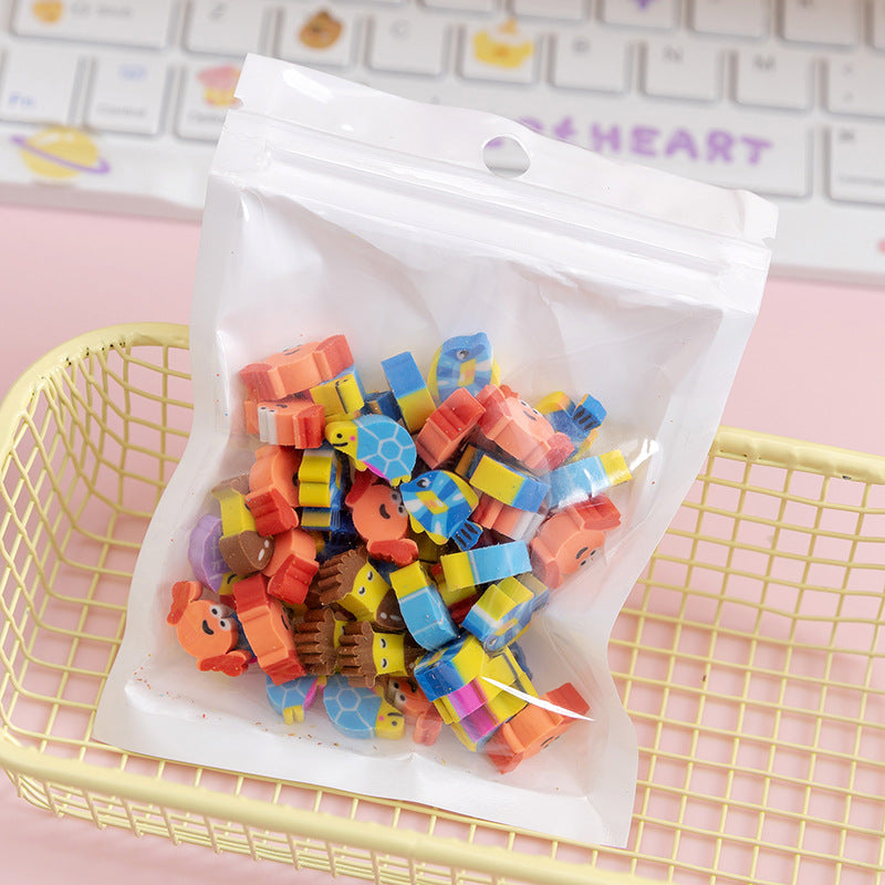 50 PCs Sacs de film perlescents Fruit Cartoon Mini Eraser