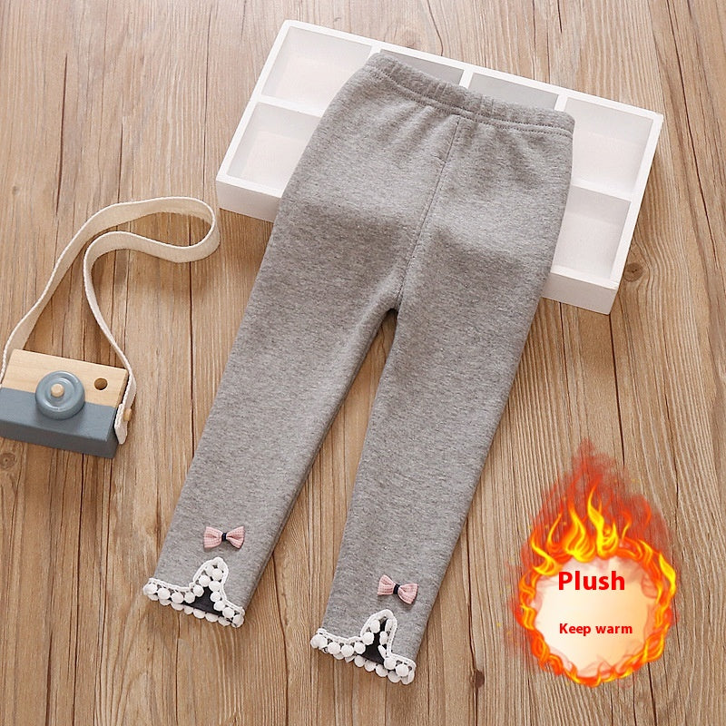 Pantalon à couche unique en hiver épais doublé de polaire pour filles