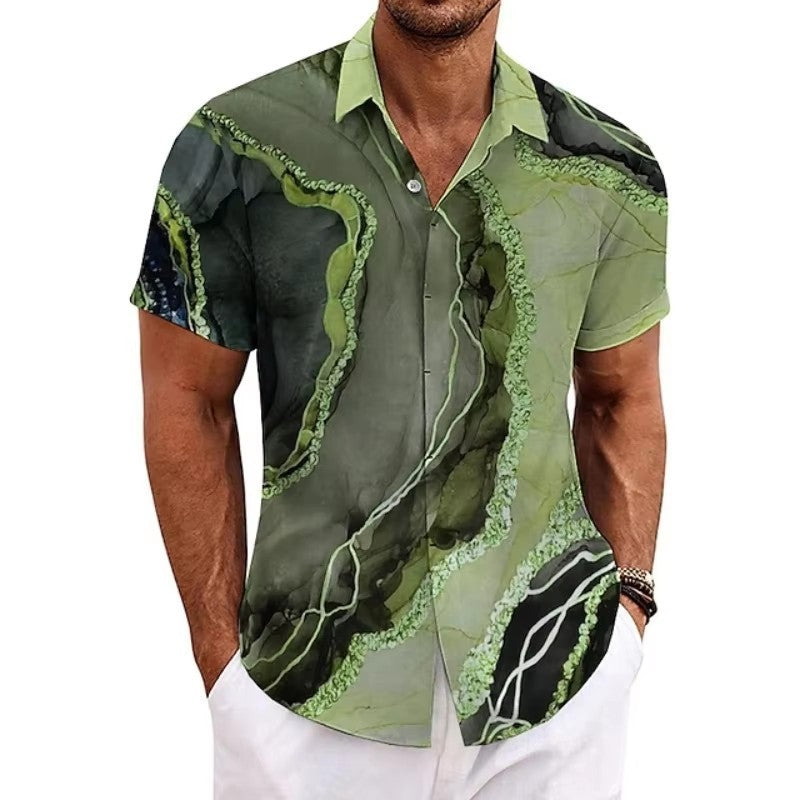 Chemise à manches courtes à manches courtes imprimées 3D de taille européenne pour homme Casual Slim-fit Beach