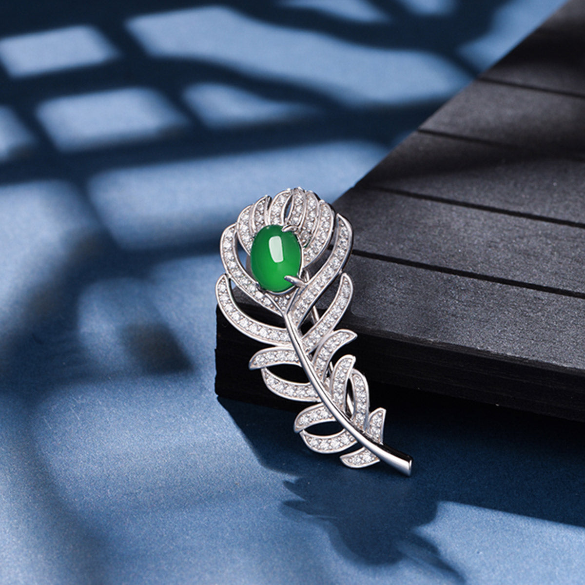 S925 Broche de plumes en argent sterling