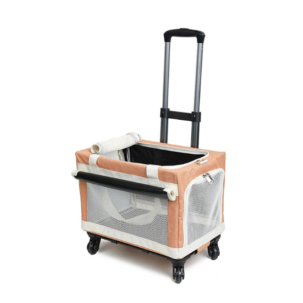 Multi Pet Carrier Double Decker 4 roues Chariot pour chats et petits chiens Détachable Carrier
