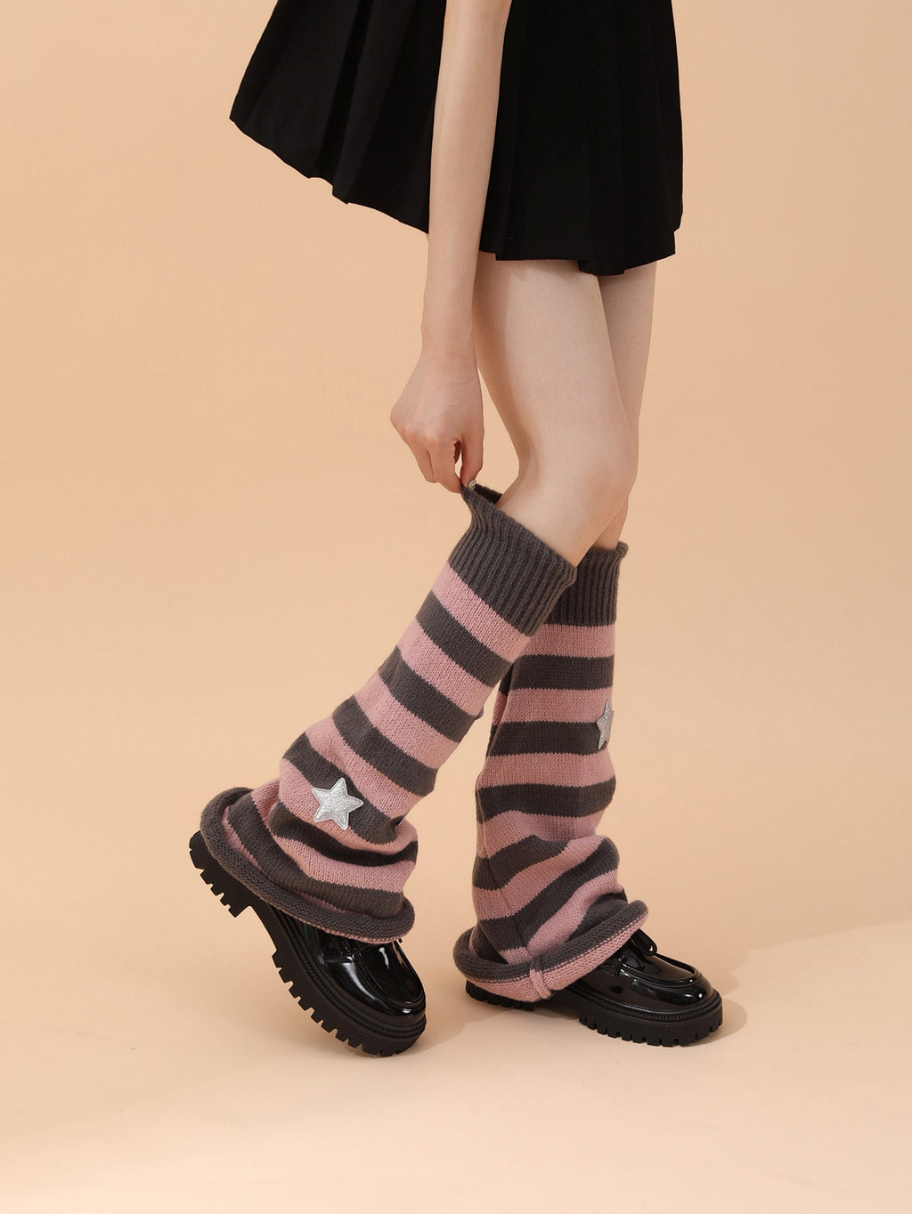 Popular Nouveauté Automne Hiver Warm Stripe Star Decor Enroulé Bell Forme Jambe Warmer Boot Donc