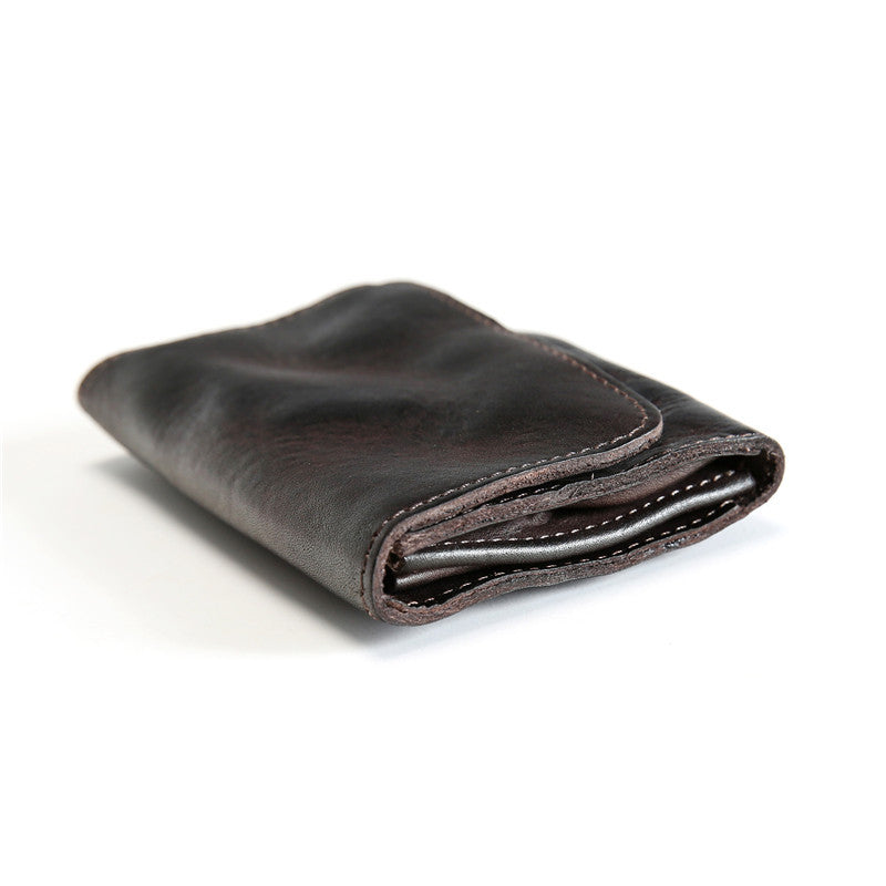 Portefeuille court en cuir de vache rétro pour hommes
