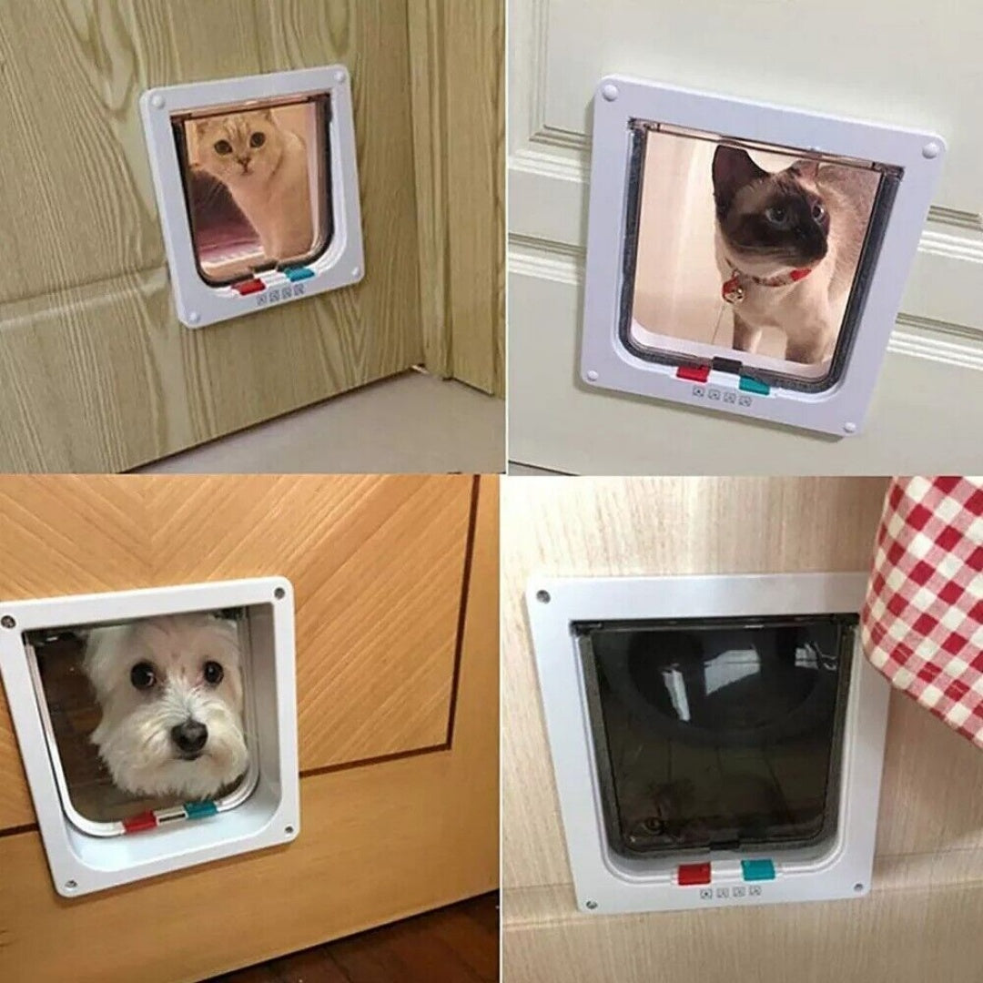 XL Pet Door 4 Way Locking Small Medium Large Cat Flap Magnétique White Frame