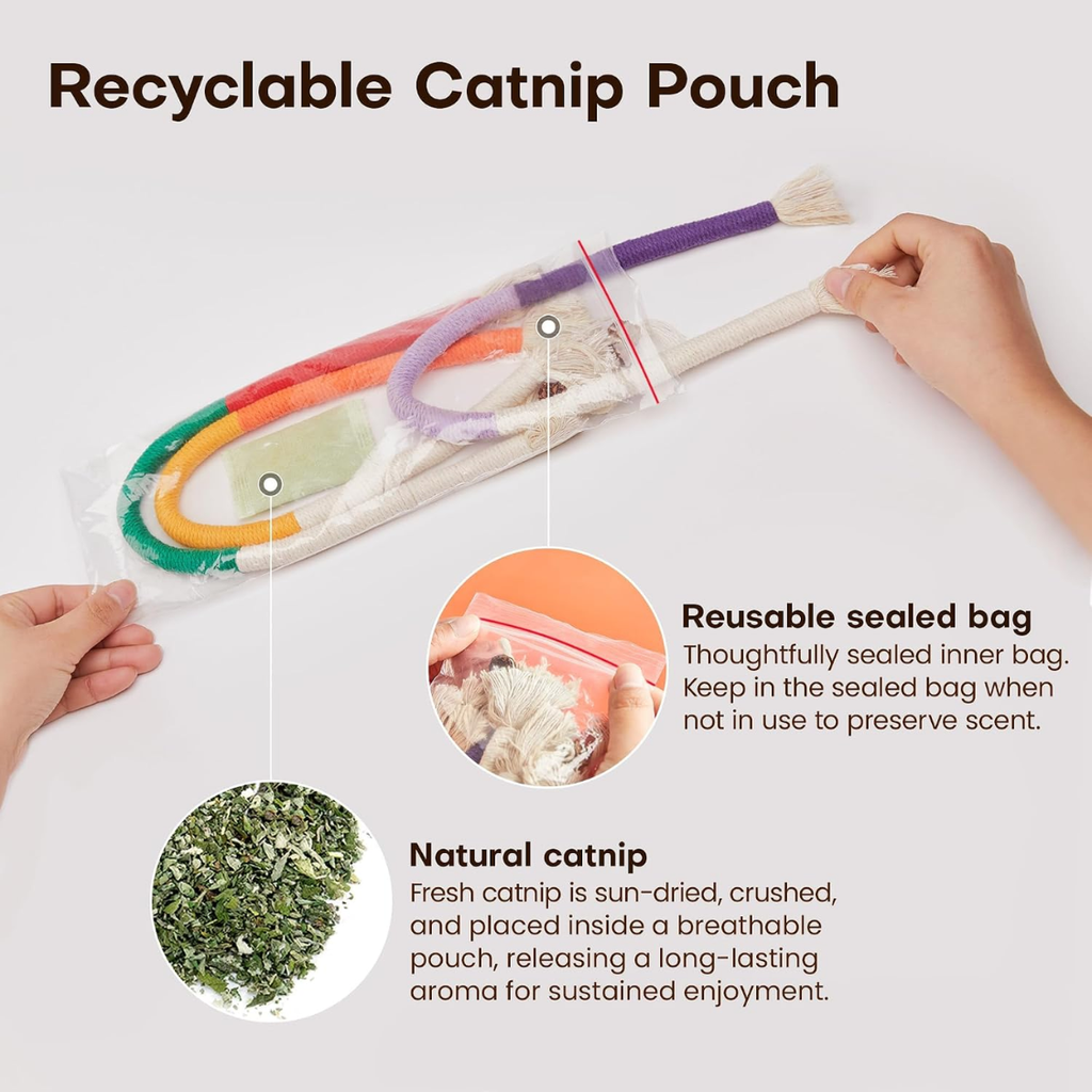 Jouets de chat Chew Ropes 3Pcs avec Catnip naturel rechargeable