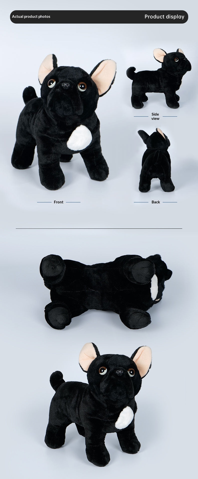 Poupée en peluche noire avec sac en maille