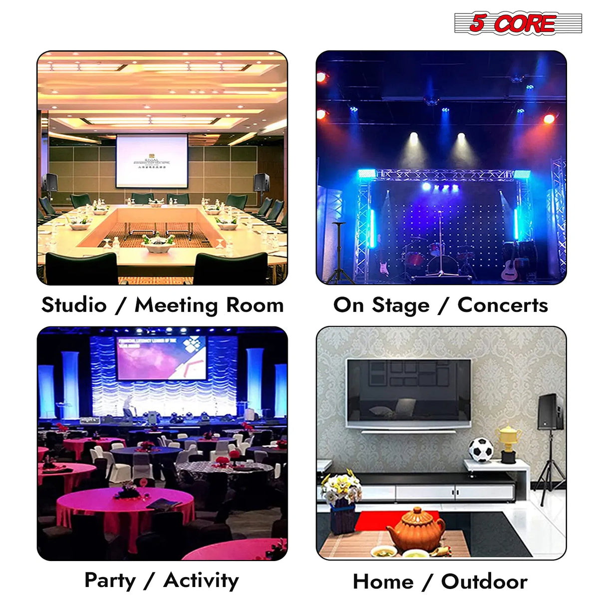 5 Core Speaker Stand Pair Hauteur réglable 3Ft PA DJ Tripod Studio Monitor Stands Heavy D